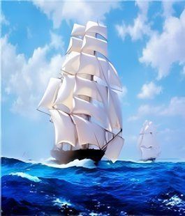 Алмазная мозаика вышивка на подрамнике 5D Парусники в море Корабль Морской пейзаж Океан 30х40 см 187053 187053 фото