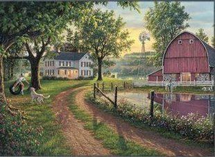 Алмазная вышивка "Село", дача горы, цветы, сирень,розы, полная выкладка ,мозаика 5d, наборы 30х40 см A798 фото