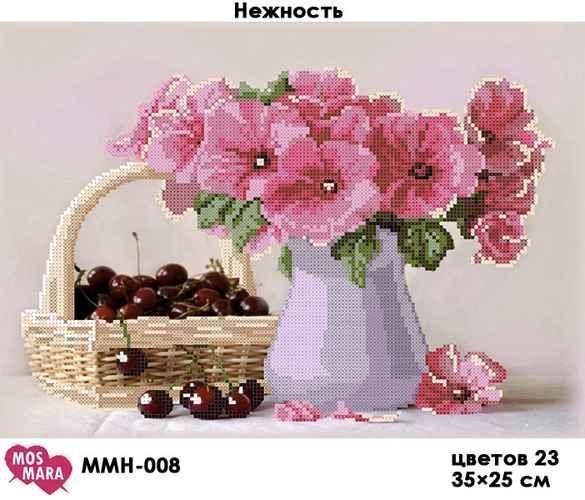 Схема для вишивки бісером " Ніжний натюрморт " часткова викладка, заготівля, 25х35 см ММН-008 фото