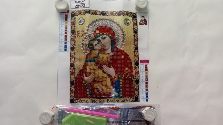 Набір алмазної вишивки "Володимирська ікона Божої Матері" часткова викладка ,мозаїка 5d, 25х20 см Z0123 фото