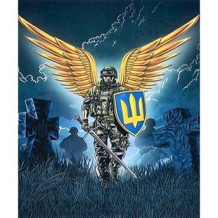 Алмазна мозаїка вишивка Бойовий ангел ЗСУ на підрамнику повна 5d 40х50 см IMAGE51 фото