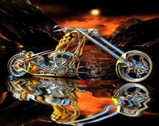 Набір Алмазна мозаїка вишивка Мотоцикл Harley Davidson на підрамнику повна 5d 30х40 см 178969 178969 фото
