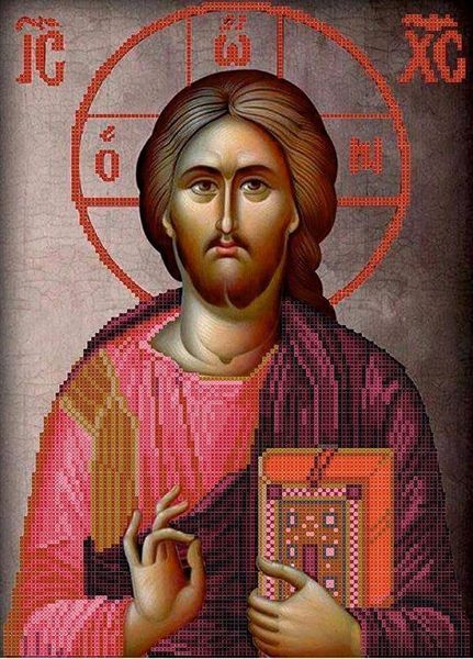 Схема для вышивки бисером " Икона Отец сын и святой дух " частичная выкладка, заготовка, 25х35 см ММР-007 фото