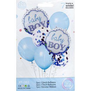 Набір повітряних кульок фонтан Букет Baby Boy Хлопчик на виписку бебі шауер день народження 7 шт 1404-54/XT-063 1404-54/XT-063 фото