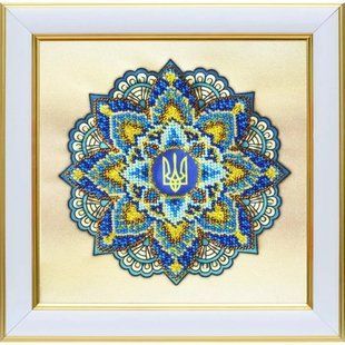 Набір для вишивання бісером Мандала Перемога України над росією Слава ЗСУ армія Символіка прапор Україна 17х17 см ТН-1378 фото