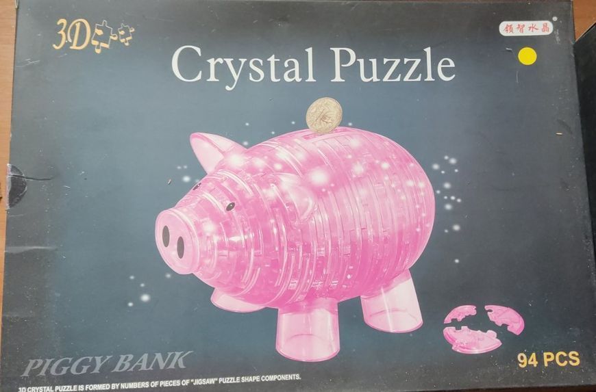 Объемный 3D Crystal Puzzle &laquo;Свинка-копилка&raquo; розовая, 3D пазл-головоломка 94 детали 9019 9019 фото
