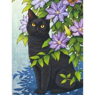 Алмазная вышивка" Кошка в цветах", кошка, радужный,полная выкладка ,мозаика 5d, наборы 30х40 см M7430 фото