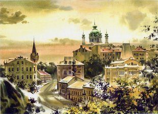 Набір Алмазна мозаїка вишивка Київський горизонт із Замкової гори Великі столиці Сергій Брандт 5d 40х50 189640 фото