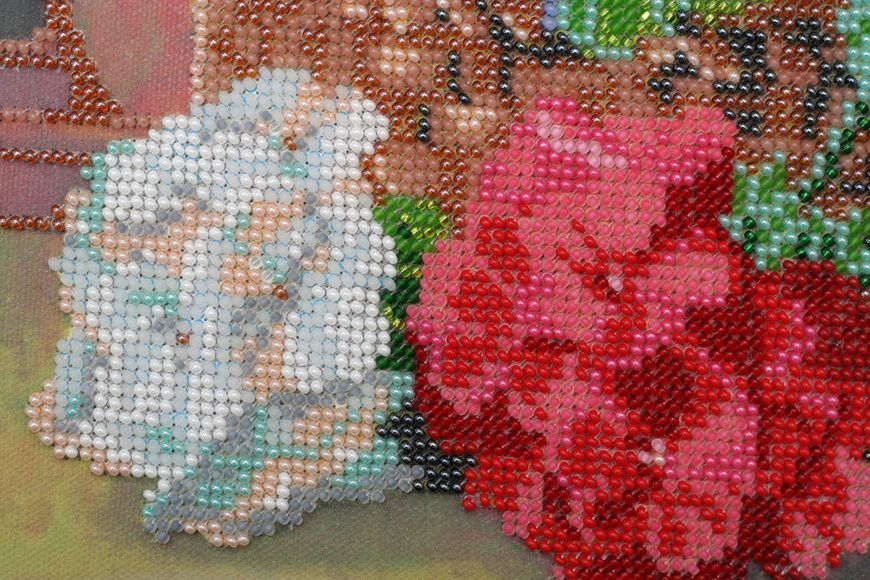 Набір для вишивання бісером на натуральному художньому холсті "Герань" Абрис Арт AB-396 AB-396 фото