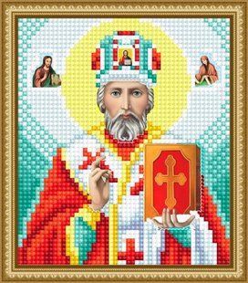 Алмазна вишивка "Ікона Святий Миколай Чудотворець" релігія бог повна викладка мозаїка 5d набори 16x20 см АВ 5108 фото