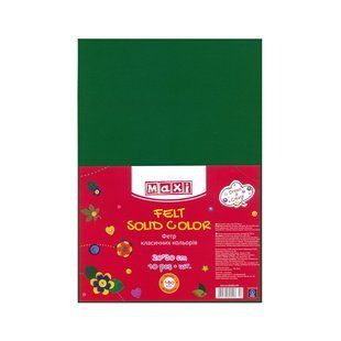 Фетр листовий (поліестер), 20х30 см, 180 г/м2, темно-зелений колір, MAXI творчість, рукоділля MX61622-49 фото